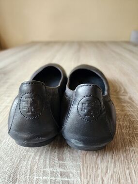 Tory Burch Black Leather Logo Heel Slip-Ons